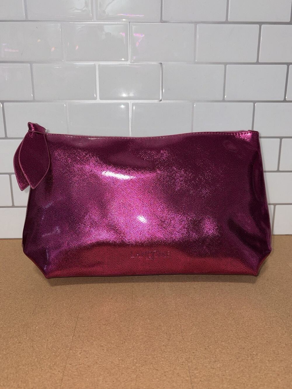 Lancôme Paris Metallic Pink Cosmetic Bag NWOT Makeup Pouch Travel Toiletry Case